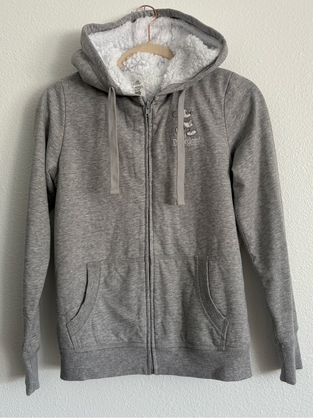 Disneyland Resort Mickey Mouse Sherpa Lined Zip Hoodie Women’s XS Gray